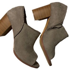 Journee Collection Peep Toe Faux Suede Grey Booties